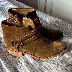 Crevo Brown Suede Ankle Boots with Side Strap